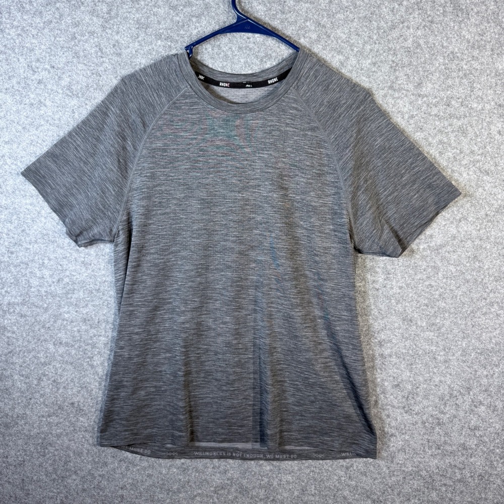 Rhone Mens Gray Workout T-Shirt Training Gym Short Sleeve Top